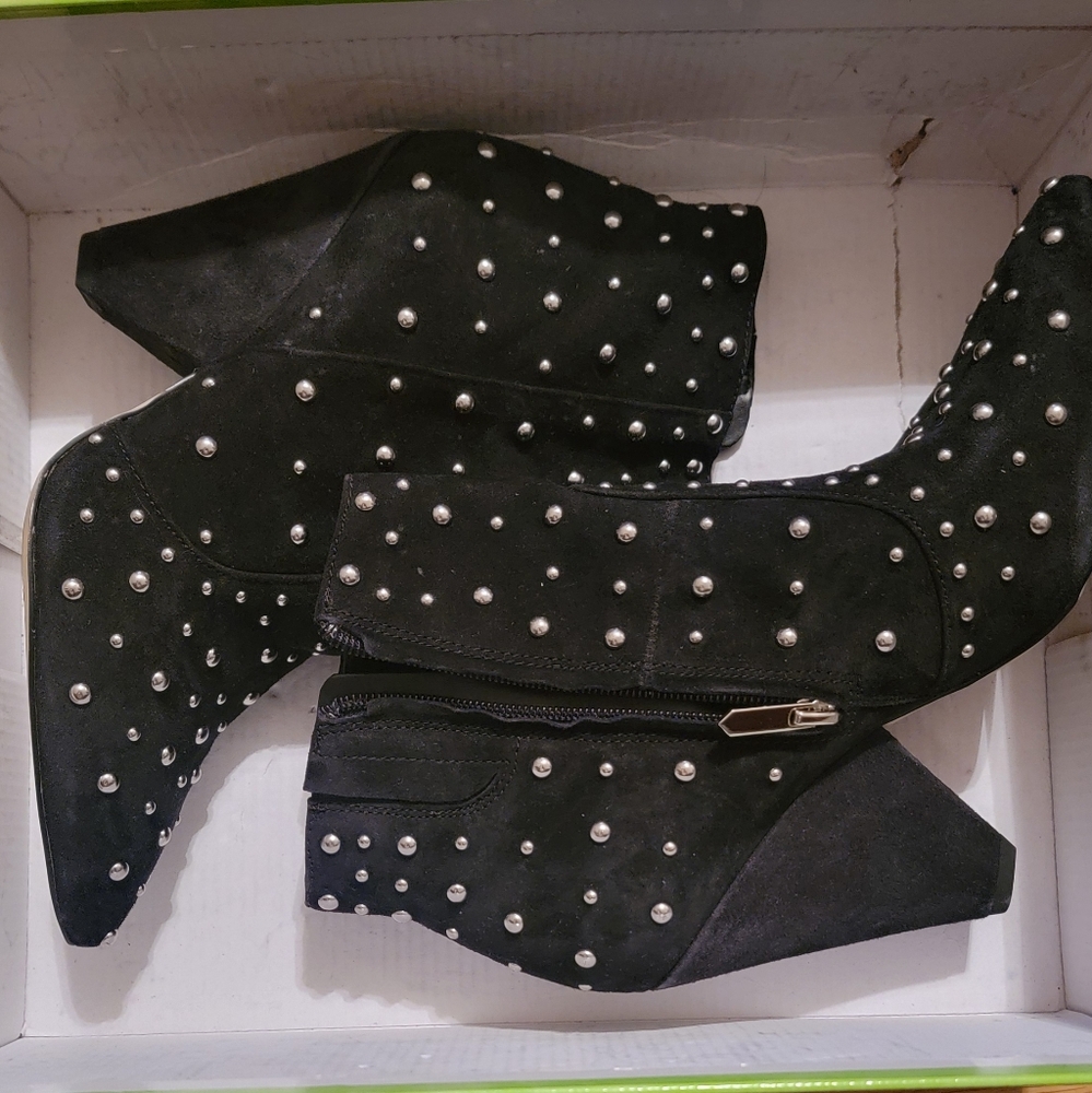Sam Edelman Black Heeled Boots with Studded Design